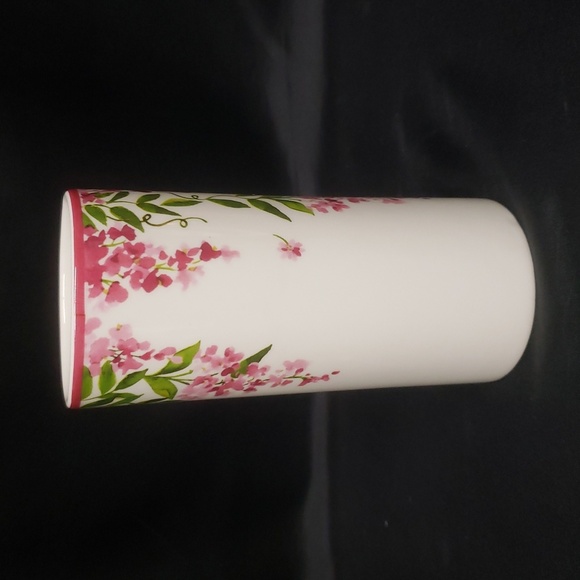 Ganz NWT Floral Ceramic Vase with Arranger and Love Quote, Pink & Ivory - Picture 6 of 9